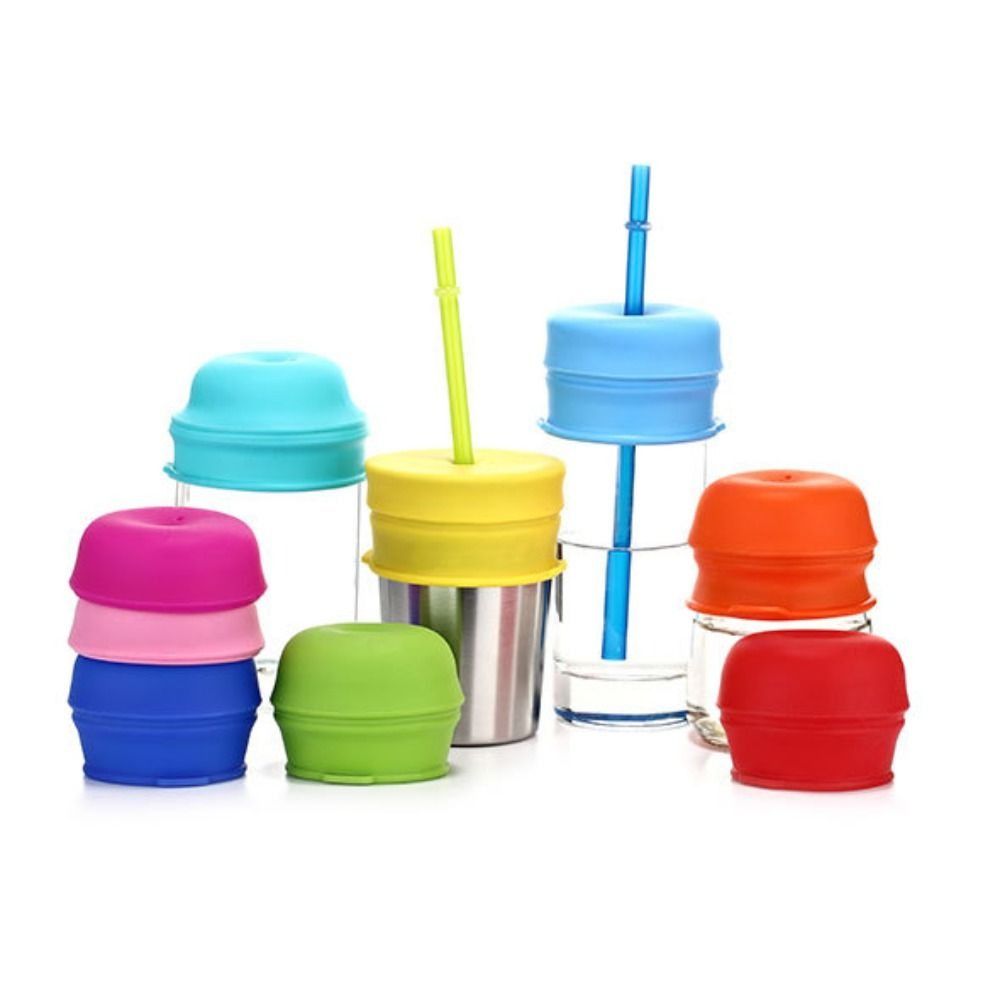Bean Hopper Lid - Auslaufsicher mit Strohloch, Silikon-Schnabeltasse-Deckel, elastisch, bunt,