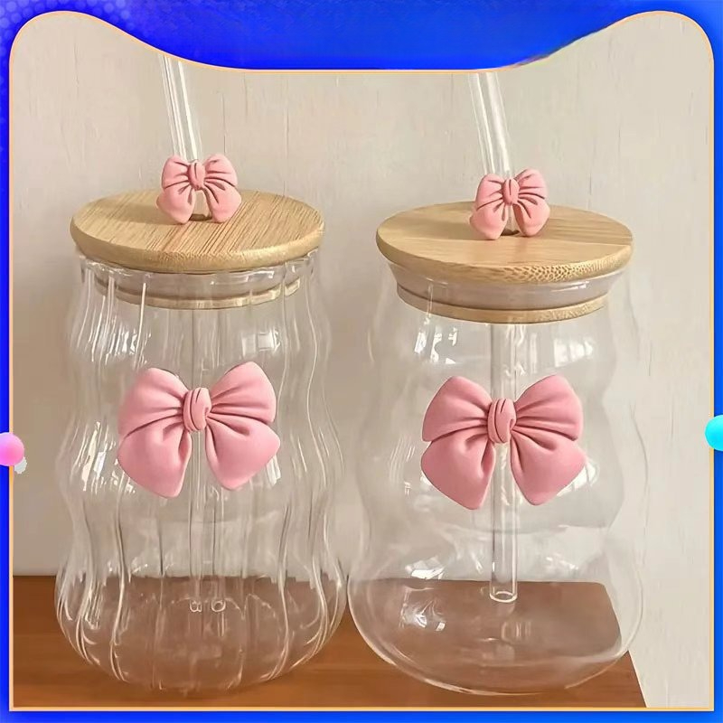 Bean Hopper Lid - 500ml Glas-Trinkbecher mit Strohhalm, Mason Jar,