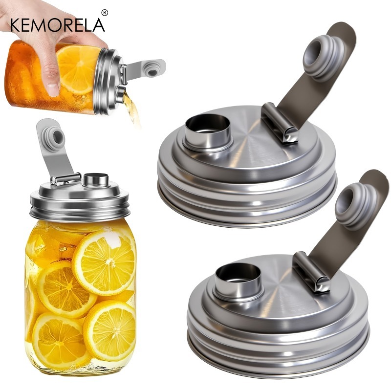 Bean Hopper Lid - 1/2er-Pack Einmachglas-Deckel aus Edelstahl mit Ausgießer,